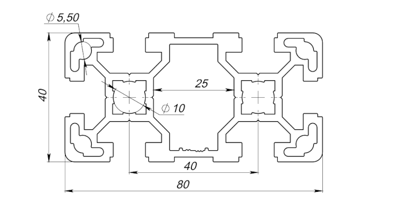 Профиль конструкционный 80х40 схема